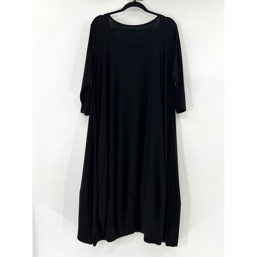Heydari Womens Lagenlook Midi Dress Black Oversized Bubble Pocket USA Large - Picture 3 of 5